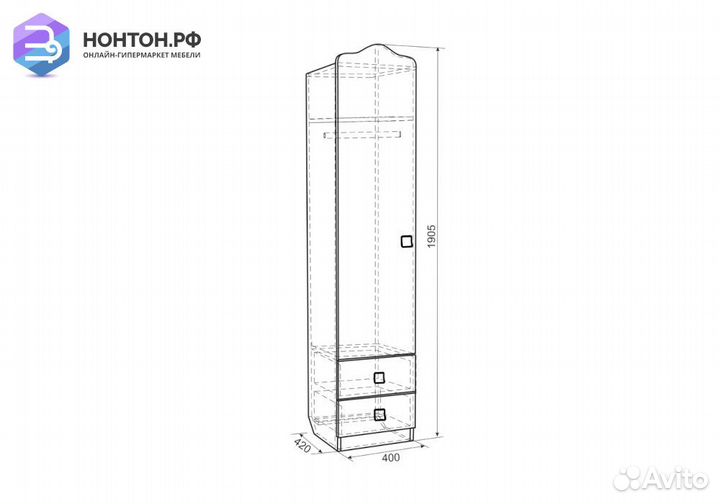 Шкаф комбинированный 1-створчатый с ящиками Амели