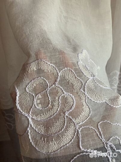 Тюль Лён «Цветы» 2 цвета