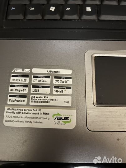 Ноутбук asus на запчасти