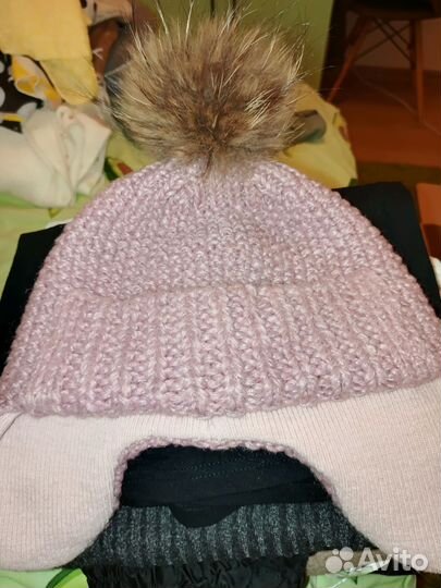 Шапка ушанка женская вязаная