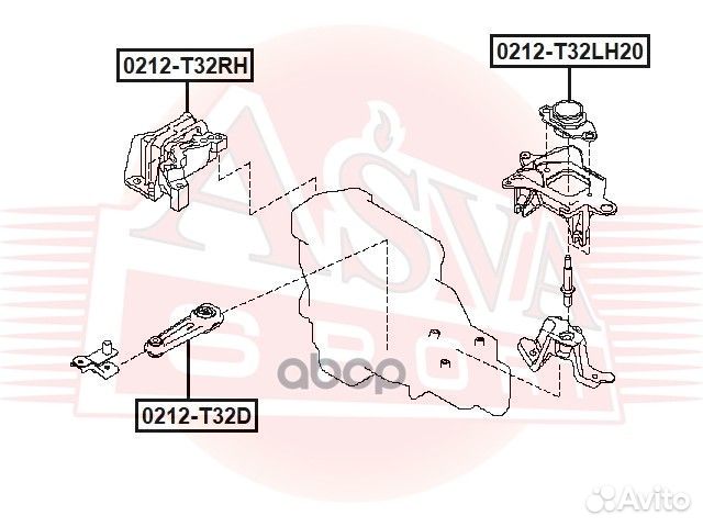 Опора двигателя левая перед лев Asva 0212-T32LH20