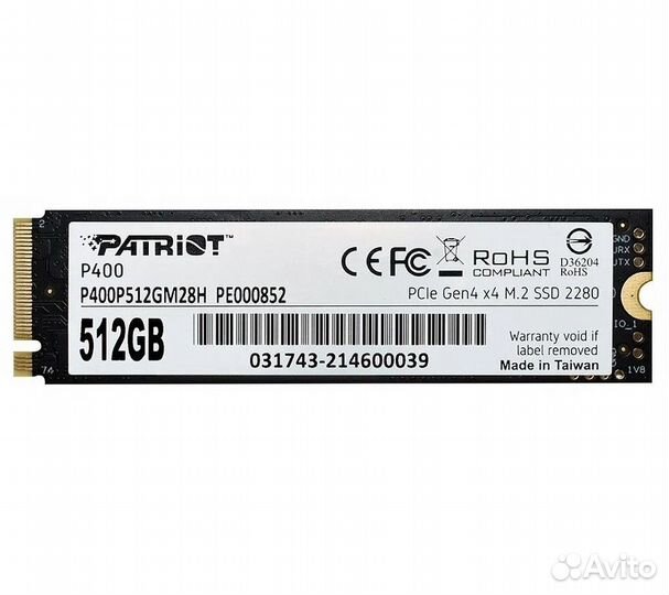 Жесткий диск SSD M.2 Patriot P400 512Gb (P400P512G