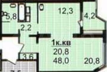 1-к. квартира, 48 м², 22/23 эт.