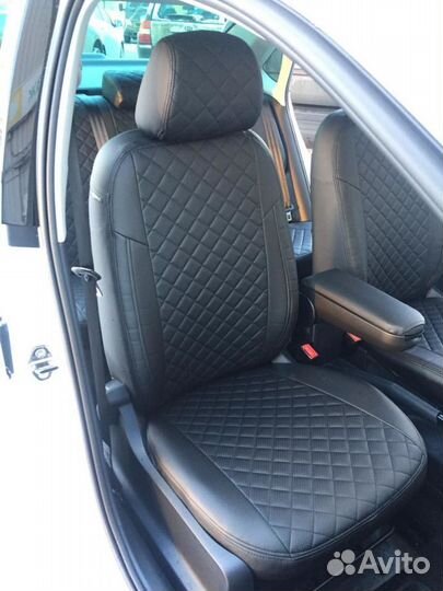 Чехлы на сиденья Фольксваген Поло из Экокожи Ромб