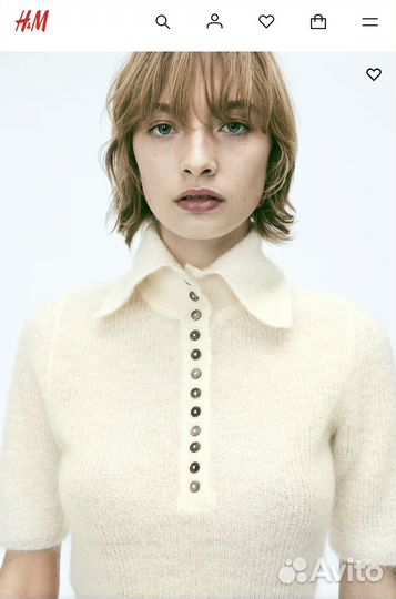 Поло H&M из мохера кремового цвета размер М