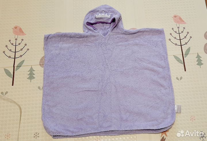 Пончо полотенце детское махровое с капюшоном