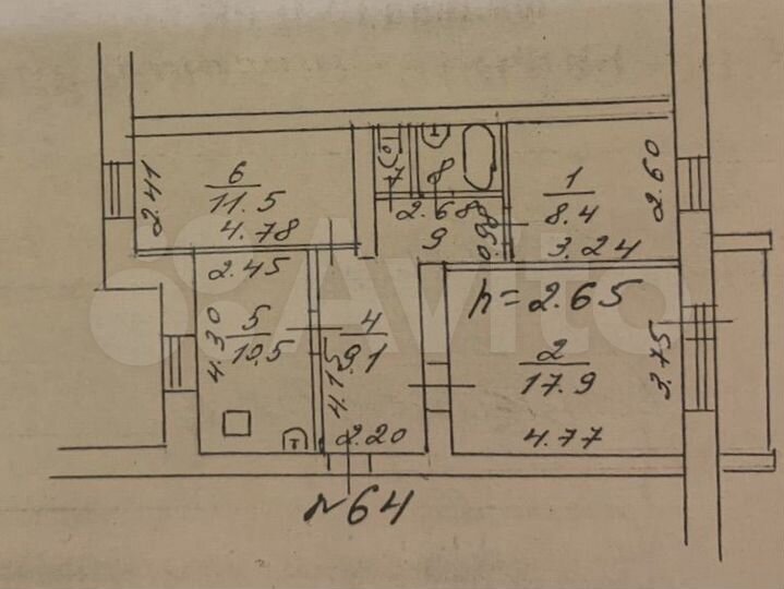 3-к. квартира, 65,9 м², 3/5 эт.