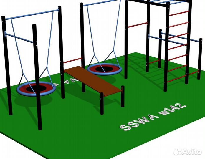 Уличный спорткомплекс с качелью