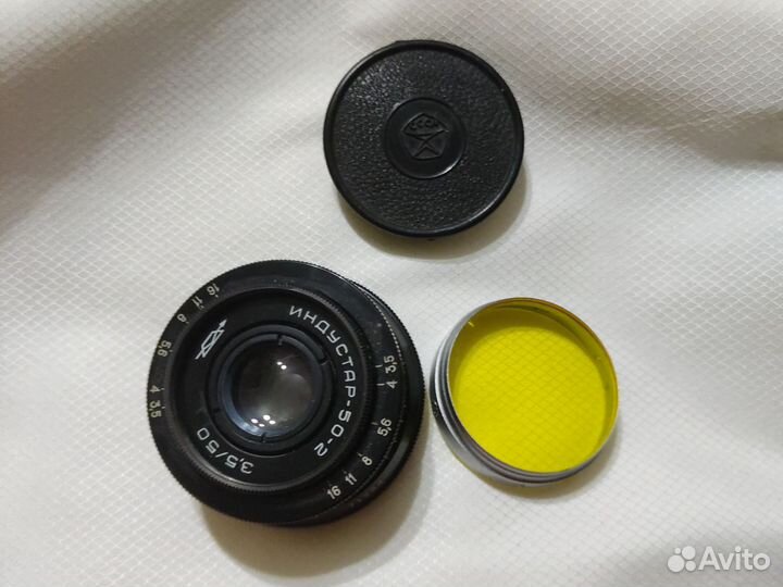 Объектив индустар 50-2 + линзой жёлтого цвета