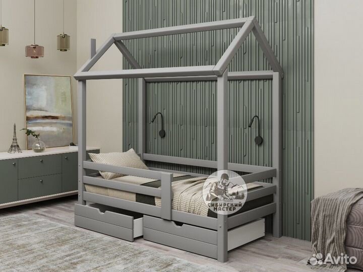 Кровать домик деревянная