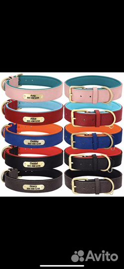 Ошейник с гравир из эко кожа для собак, кошек