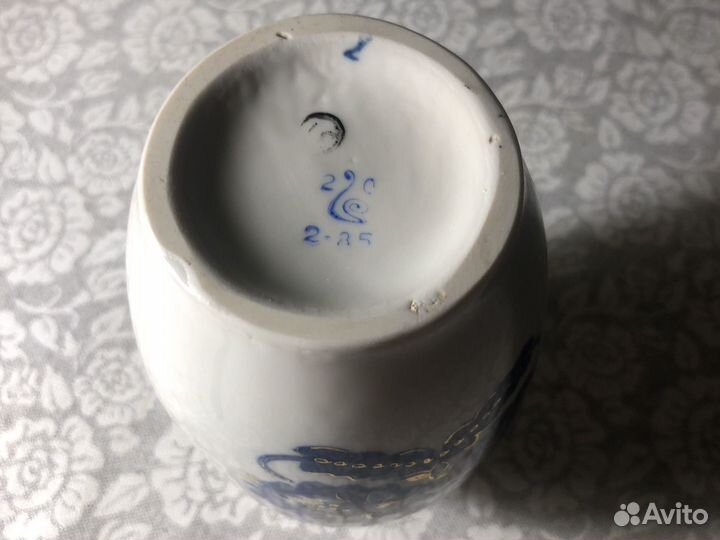 Ваза Синие цветы фарфор ручная роспись