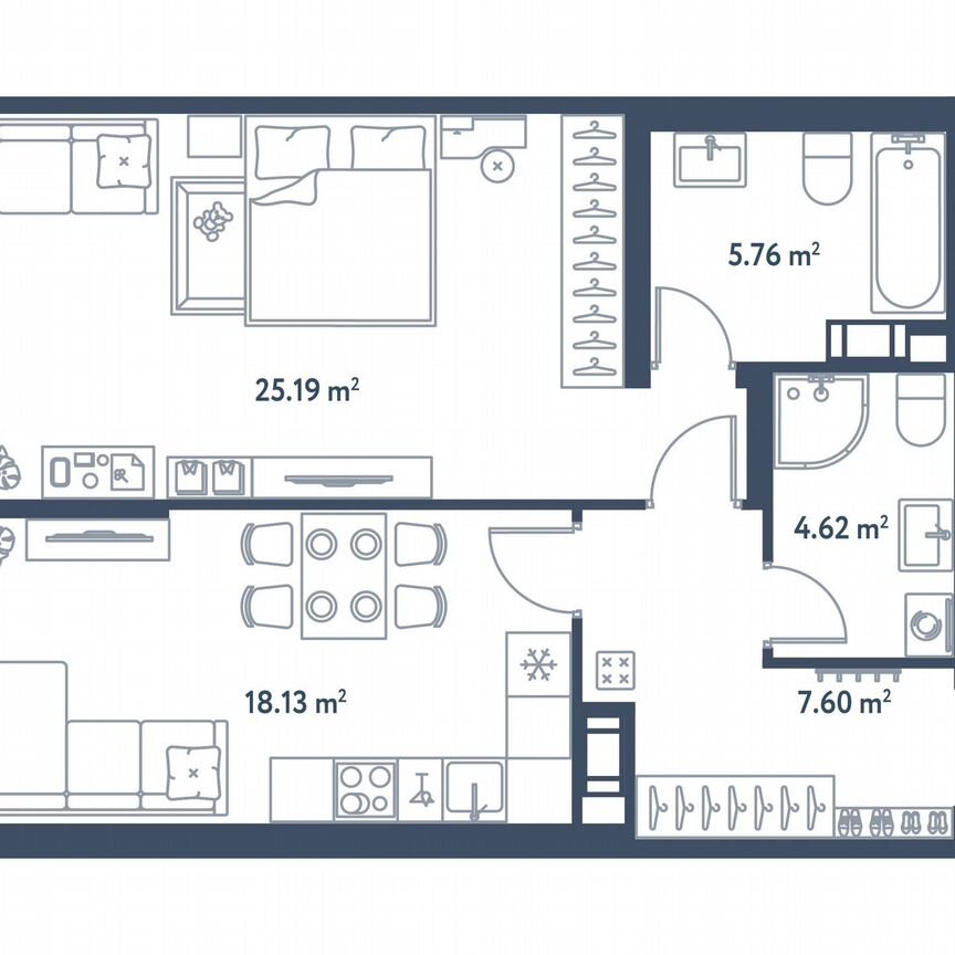 1-к. квартира, 61,3 м², 4/11 эт.