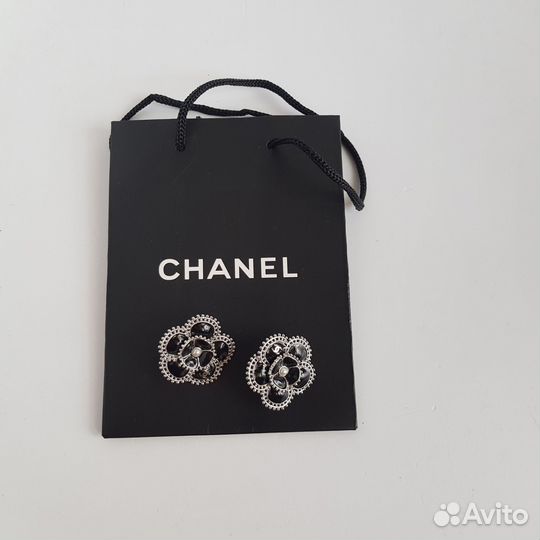 Черные Клипсы камелии Chanel новые