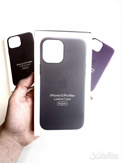 Кожаный чехол на iPhone 13 Pro Max (Копия) Black