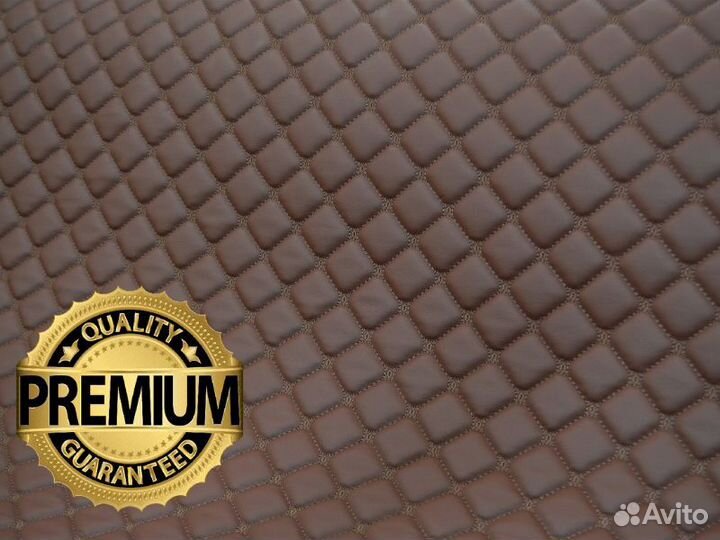 Стеганая экокожа коричневая