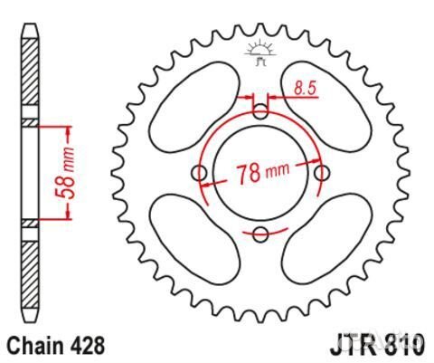 JTR810.50 звезда задняя под цепь 428