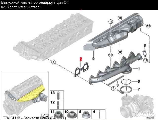 BMW F15 Прокладки коллектора 11628509783