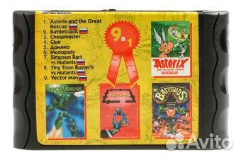 Картридж Сега 16b 9in1 Bs9001(SimpsB+Asterix+.)(ру