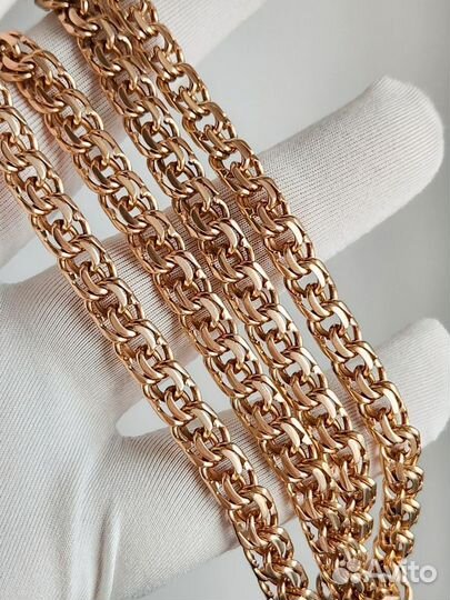 Цепь золотая мужская бисмарк