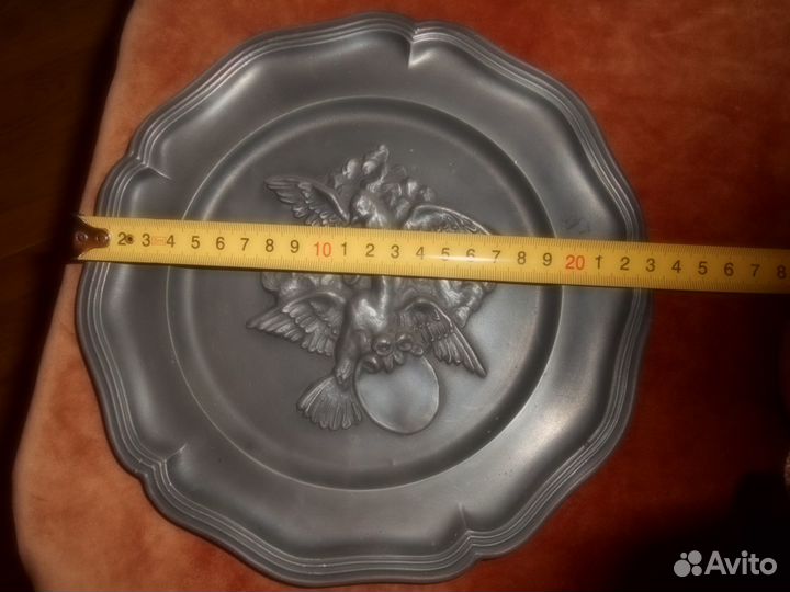 Блюдо.Олово.Клеймо Ангелочик.Германия 70-х