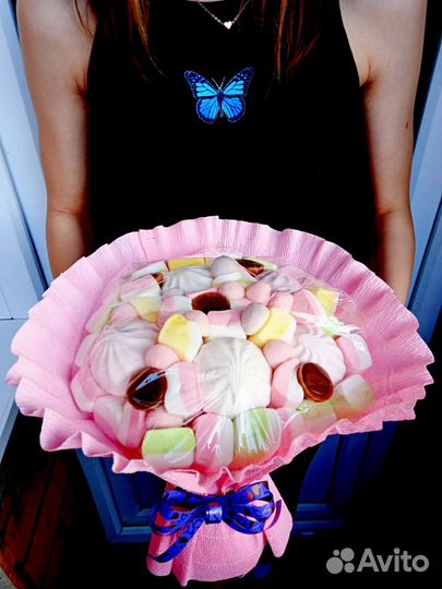 Букет из зефира, маршмеллоу, меренги