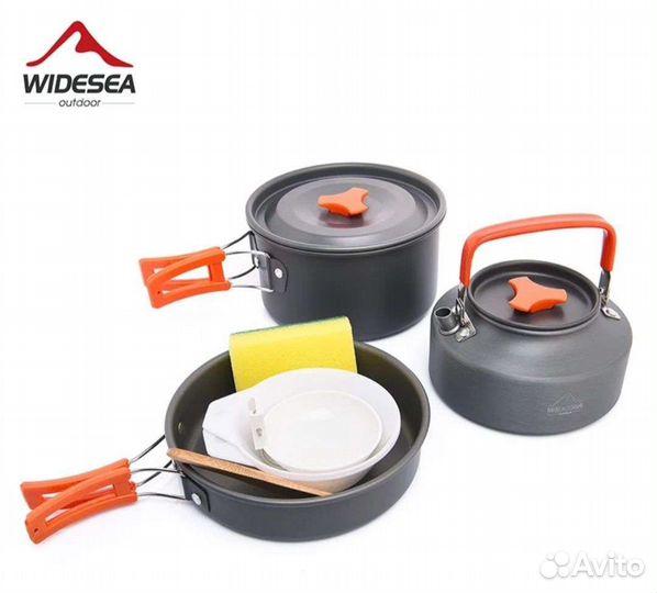Набор посуды для туризма с чайником
