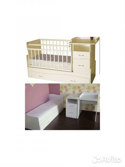 Детская кроватка трансформер с маятником