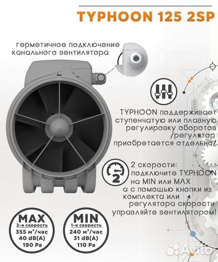 Вентилятор канальный typhoon 125 2SP