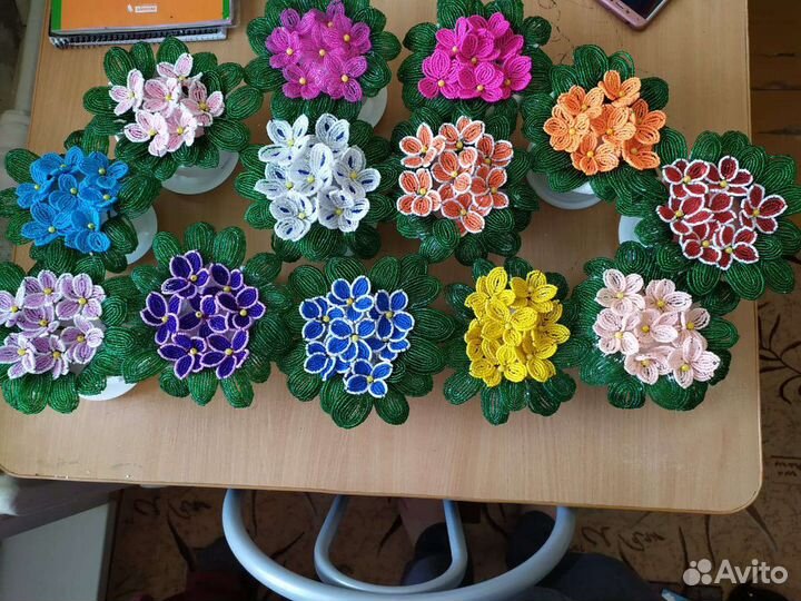 Фиалки из бисера