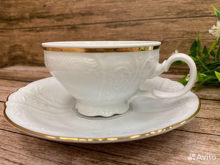 Чашка с блюдцами «Отводка золото» 205мл. Чехия