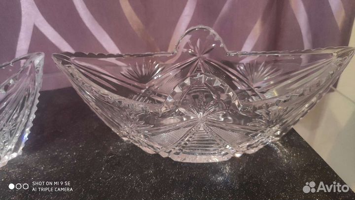 Хрустальный салатник (Лодочка) СССР