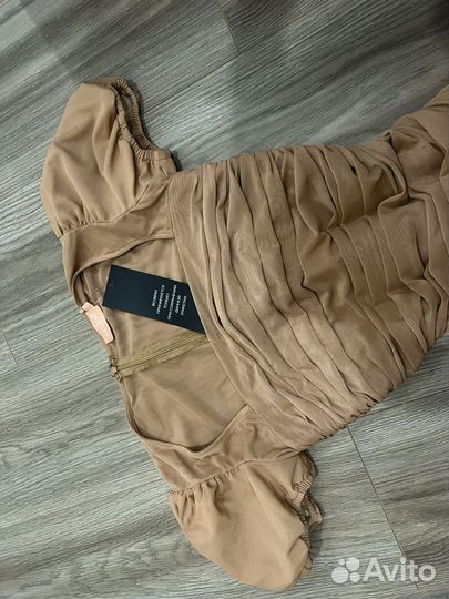 Платье бежевое сетка xs