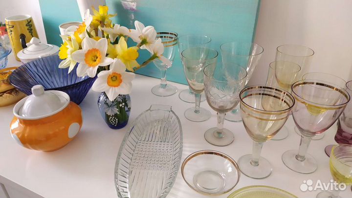 Посуда винтаж цветное стекло