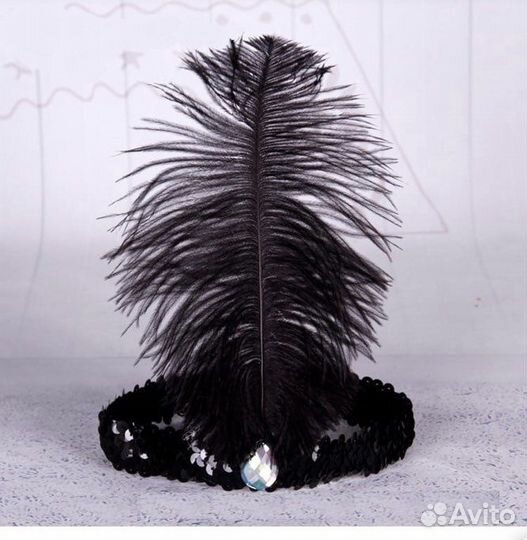 Повязка на голову с пером в стиле Чикаго Гэтсби