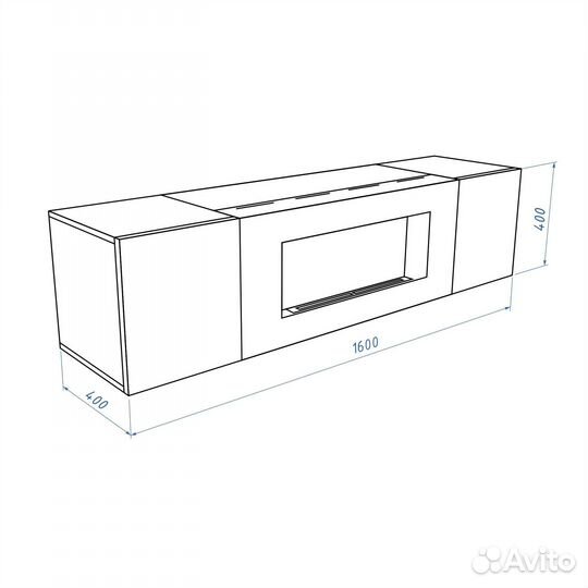 Тумба с биокамином Firelight BFP-P1600 дуб вотан