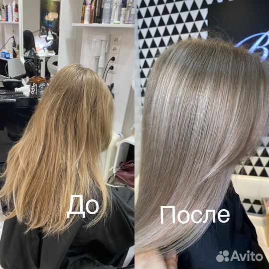 Окрашивание волос модели в салоне