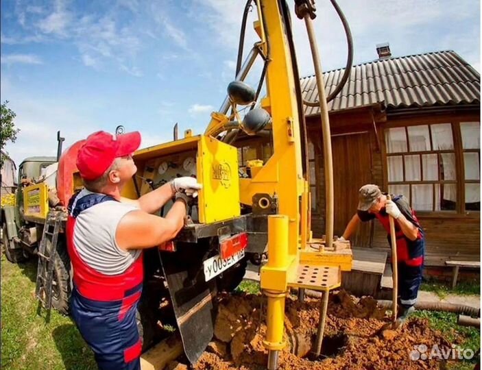 Буровая бригада / буровики, на урб 2А2, моск. обл