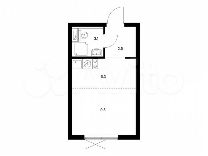 Квартира-студия, 21,7 м², 26/33 эт.