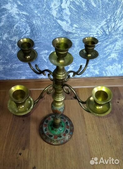 Подсвечник винтажный, бронза (Индия)