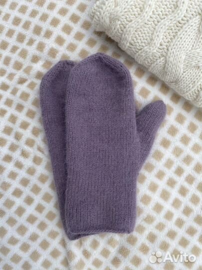 Варежки вязаные. Варежки из пуха норки