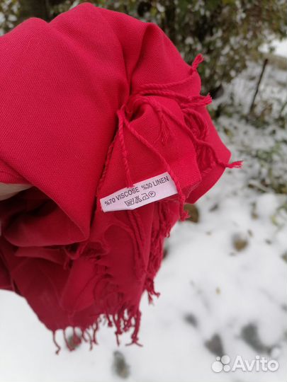 Шарф теплый красный