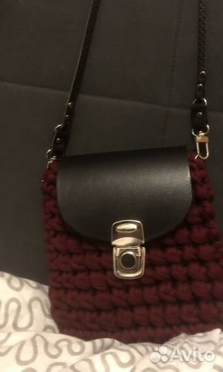 Сумка-мини, вязаная для телефона