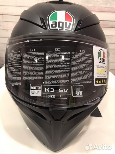 Мотошлем AGV K3 SV черный матовый L