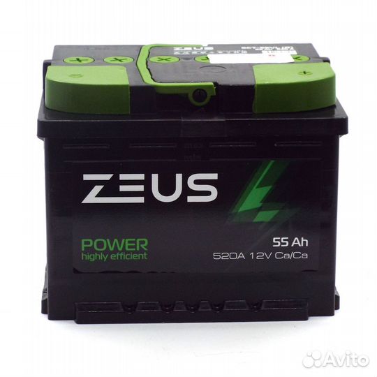 Аккумулятор zeus power 55 Ач п.п Лада Гранта