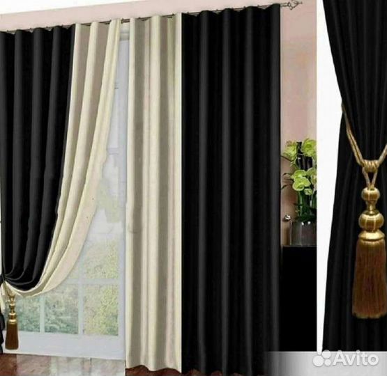 Комплект штор с тюлью разных размеров