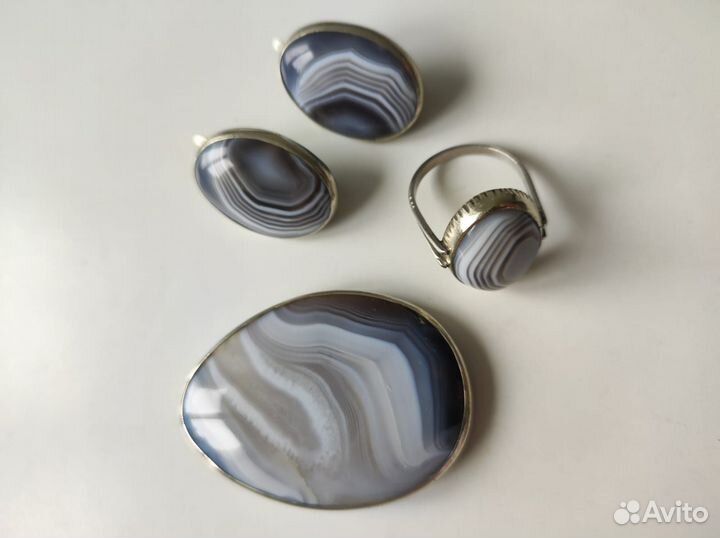 Серьги комплект агат