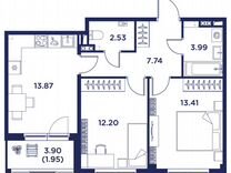 2-к. квартира, 53,7 м², 3/5 эт.