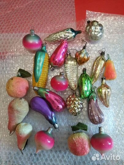 Елочные игрушки СССР фрукты и овощи