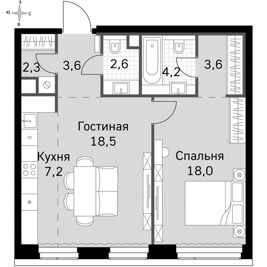 1-к. квартира, 60 м², 38/49 эт.